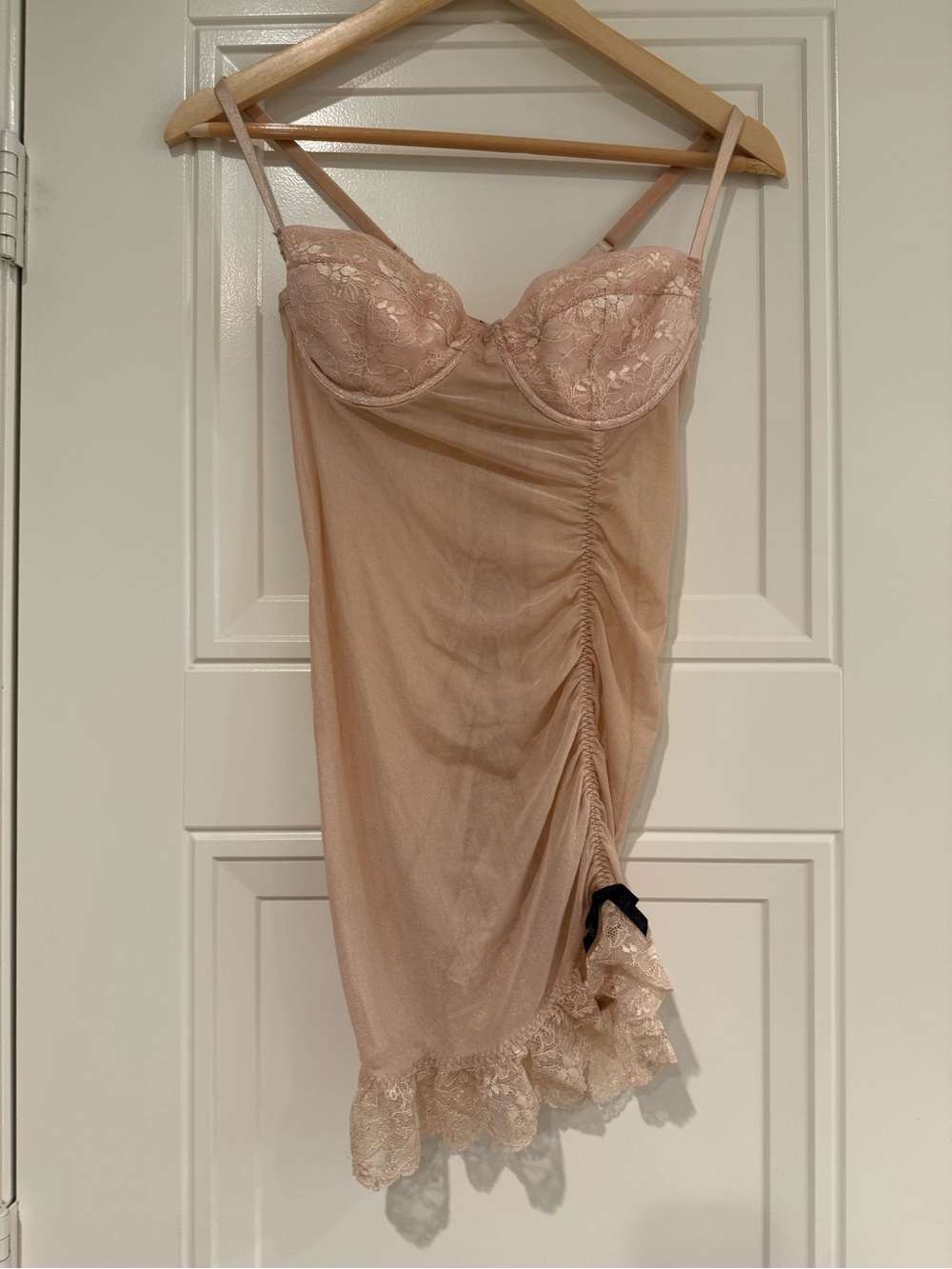 Sheer Lace Slip Dress in Nude
